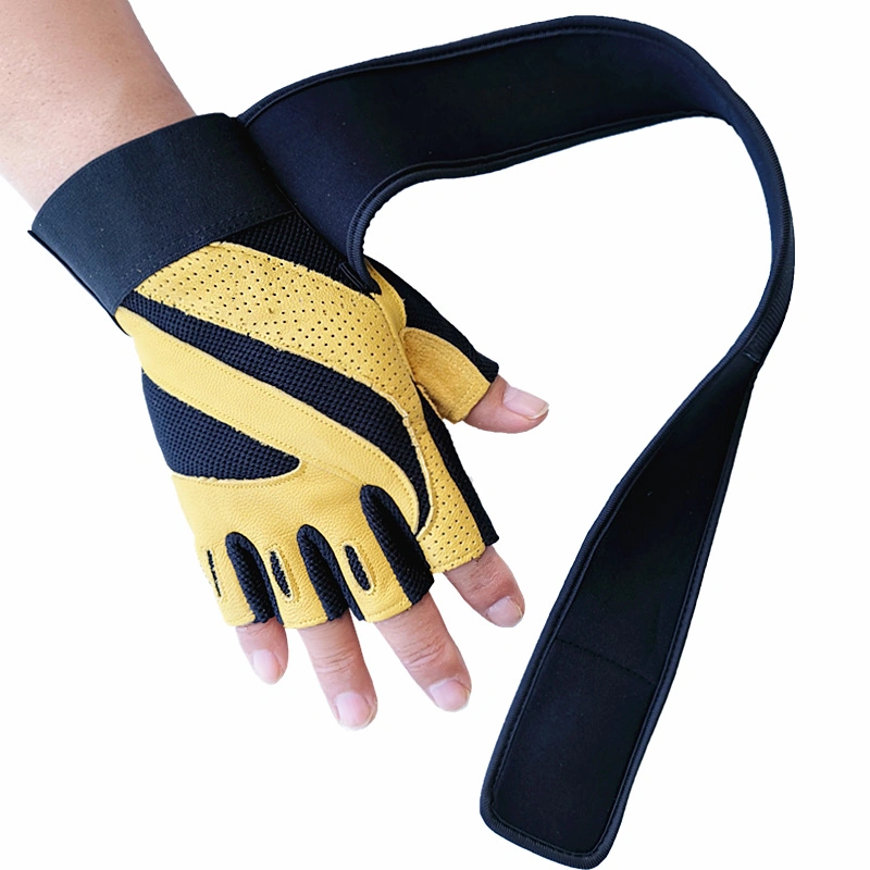 Half Finger Sport Workout Fitness Glove Weight Lifting with Straps