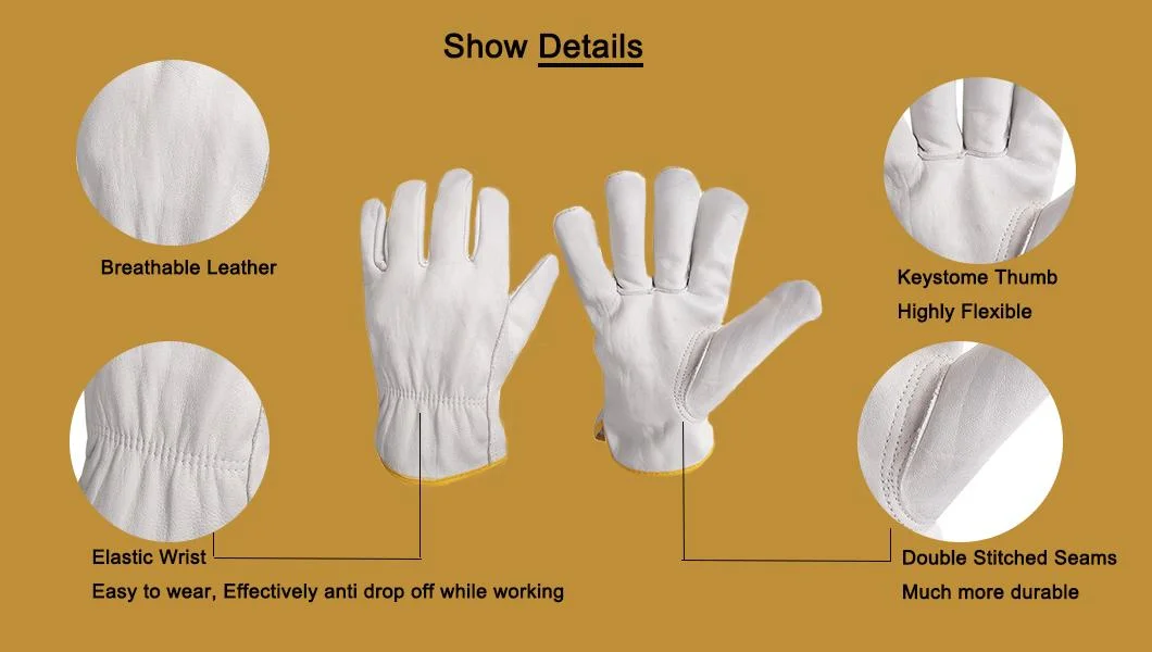 Labour Cheap Protective Safety Cow Leather Gloves for Winter Construction Leather Work Gloves